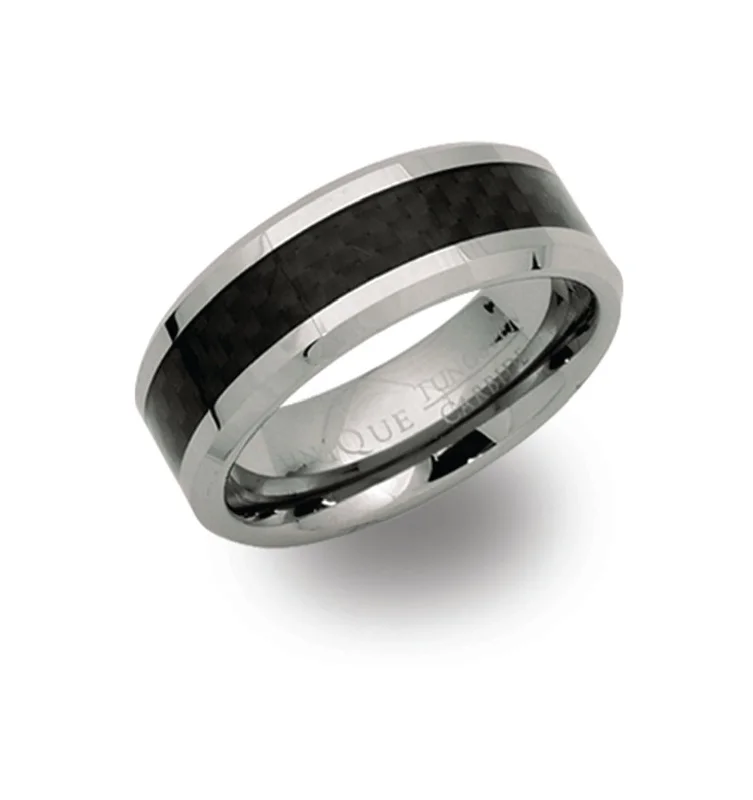 Wedding Set with Diamond Ring-Unique & Co Black Carbon Fibre Tungsten Ring