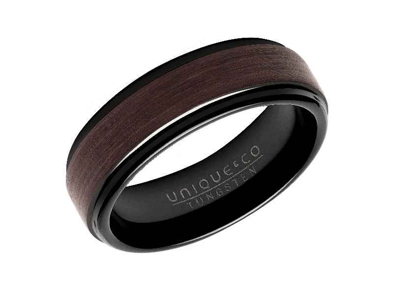 Elegant Gemstone Ring-Unique & Co 7mm Black and Brown Tungsten Ring