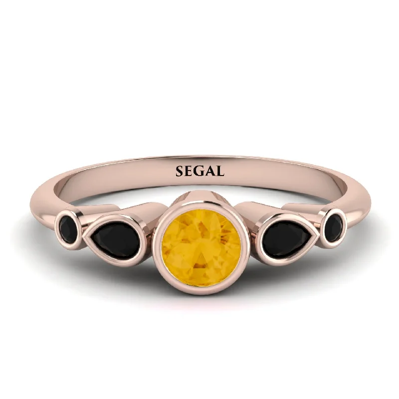 Elegant Diamond Wedding Ring-Bezel Symmetrical Citrine Ring - Ivy No. 608