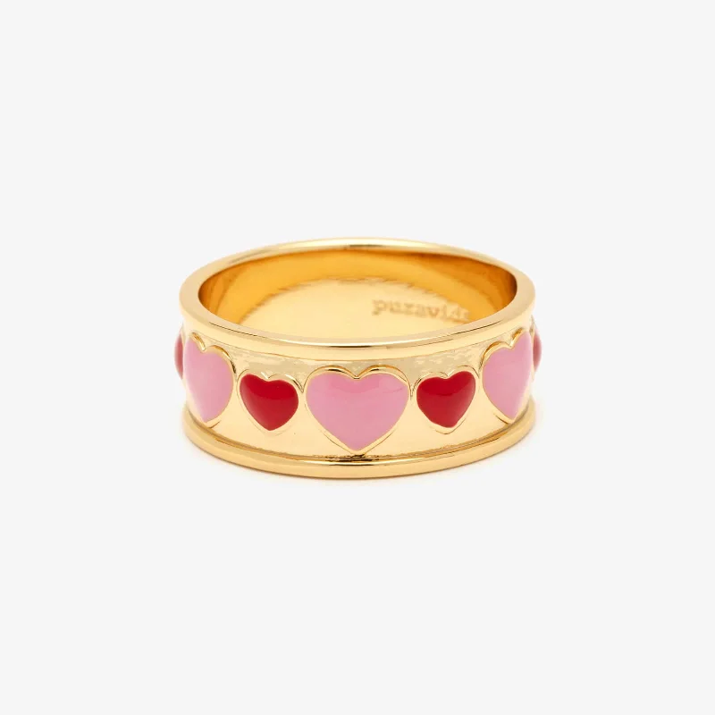 Unique Birthstone Ring-Enamel Heart Ring