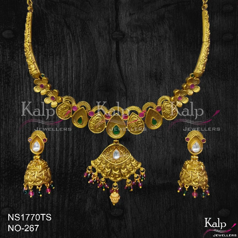 Black Diamond Necklace-Kalp Jewellers Copper Gold Plated Necklace Set