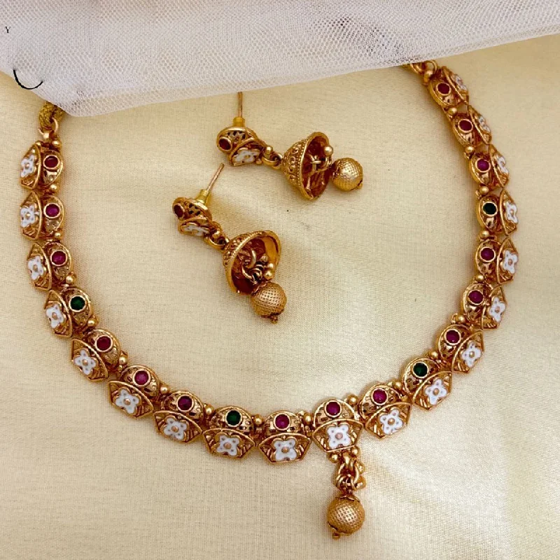 Handcrafted Bead Necklace-Jewel Addiction Copper Gold Pota Stone Necklace Set