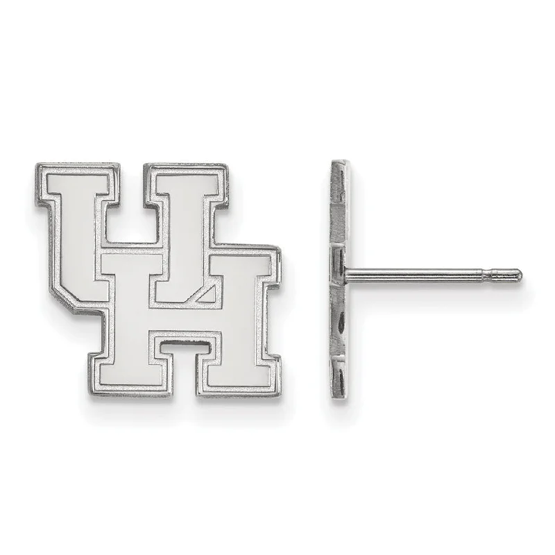 Silver Hoop Earrings-14k White Gold University of Houston Small Post Earrings