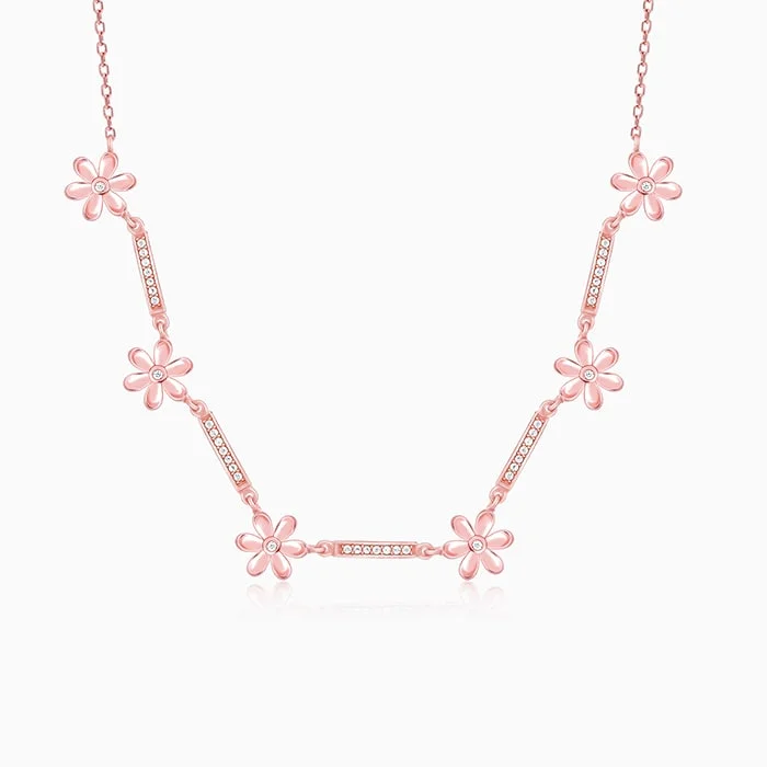 Trendy Multi-layer Necklace-Rose Gold Flowery Bliss Necklace