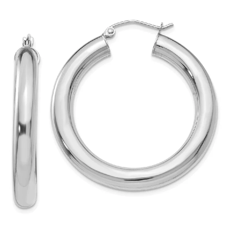 Tiny Stud Earrings-5mm, 14k White Gold Classic Round Hoop Earrings, 35mm (1 3/8 Inch)