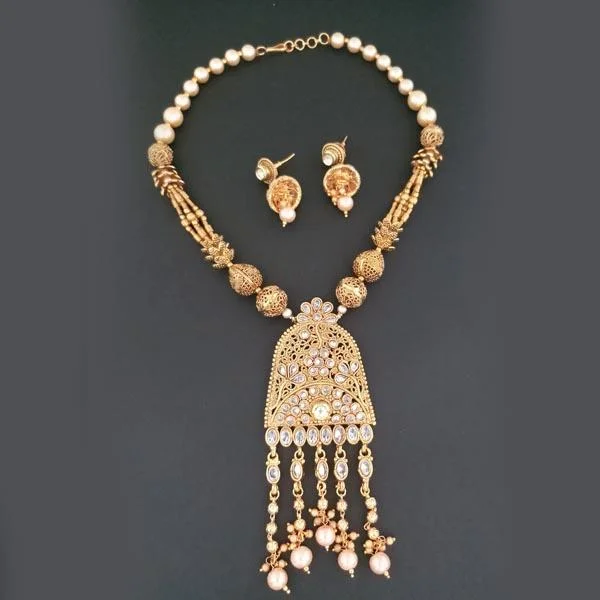 Elegant CZ Necklace-Darshana Jewels AD Stone Copper Necklace Set - FAP0181B