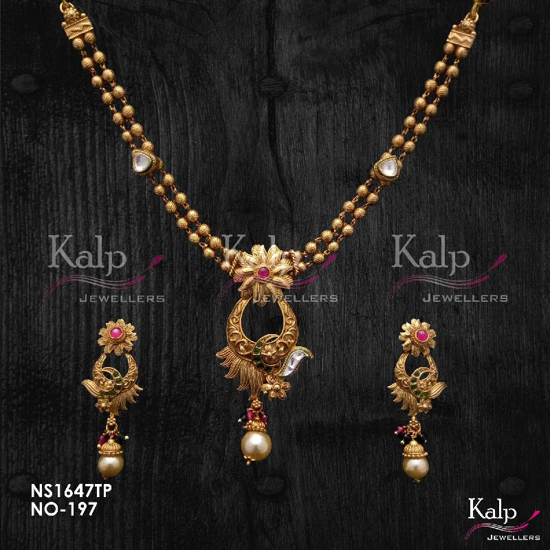 Bohemian Layered Necklace-Kalp Jewellers Copper Gold Plated Necklace Set