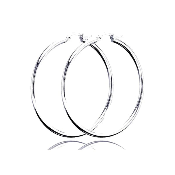 Classic Stud Earrings-Silver 925 Plain Hoop Earring 2mm