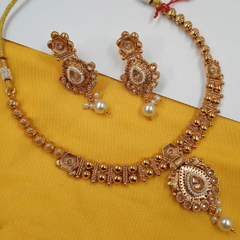 Heart Pendant Necklace with Diamonds-Padmawati Bangles Copper Gold Plated Necklace Set