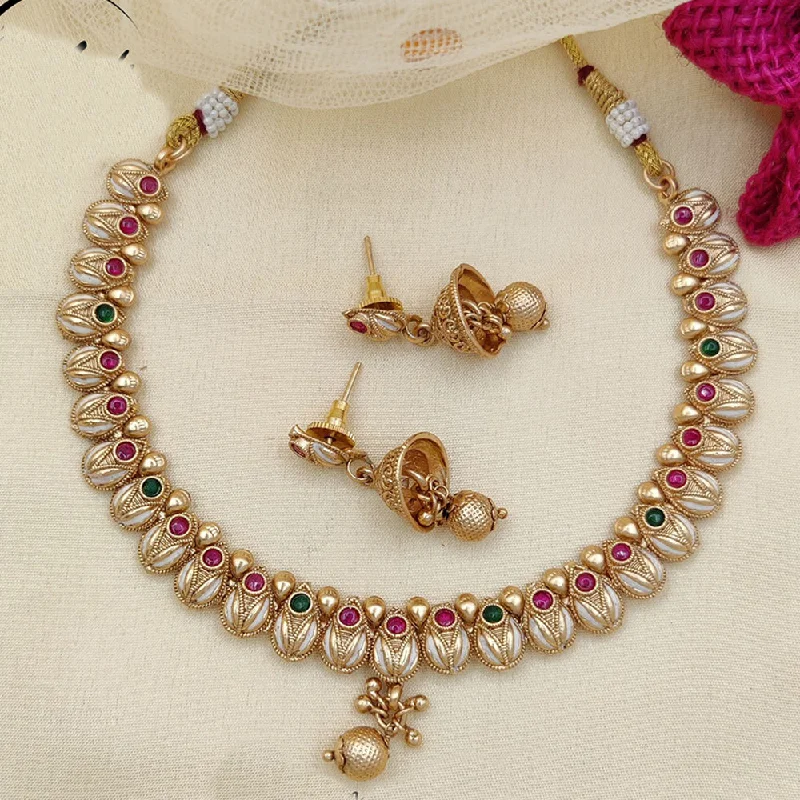 Elegant Crystal Necklace-Jewel Addiction Copper Gold Pota Stone Necklace Set