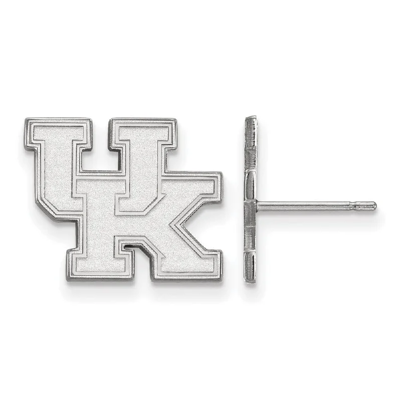 Simple Gold Hoop Earrings-10k White Gold University of Kentucky Small 'UK' Post Earrings