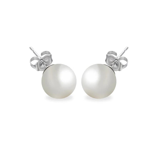 Crystal Hoop Earrings-Silver 925 Rhodium Plated Pearl Stud Earrings