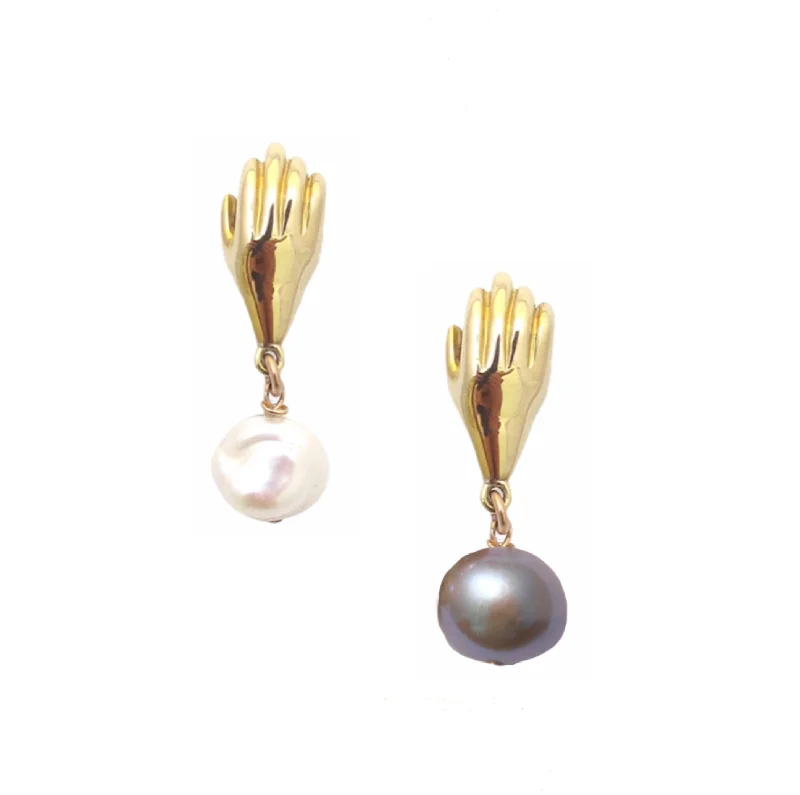 Boho Chic Earrings-Giving Hand Pearl Drop