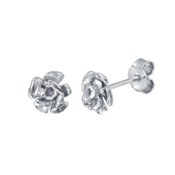 Handmade Earrings-Rhodium Plated 925 Sterling Silver Flower Earrings