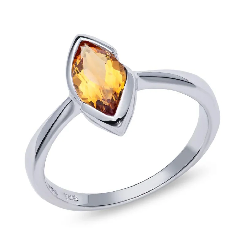 Gold Diamond Band-Unique & Co Sterling Silver Citrine Marquise Ring