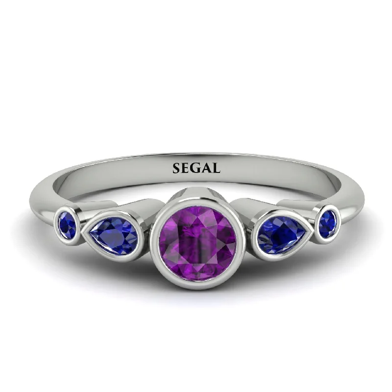 Statement Gemstone Ring-Bezel Symmetrical Amethyst Ring - Ivy No. 315