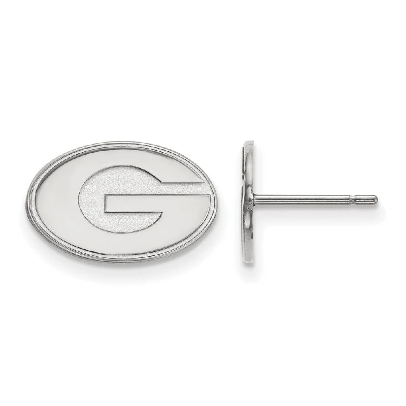 Gold Stud Earrings for Women-14k White Gold University of Georgia XS (Tiny) 'G' Post Earrings