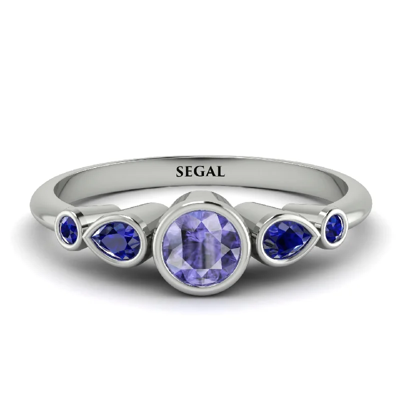 Men's Statement Ring-Bezel Symmetrical Tanzanite Ring - Ivy No. 215