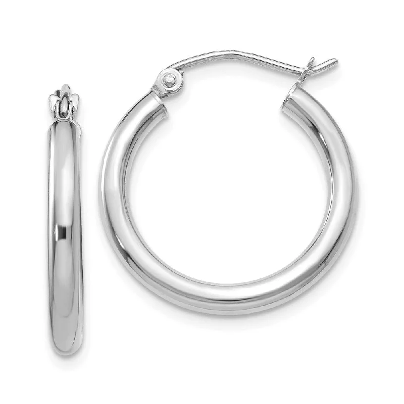 Unique Boho Earrings-2.5mm, 14k White Gold Classic Round Hoop Earrings, 20mm (3/4 Inch)