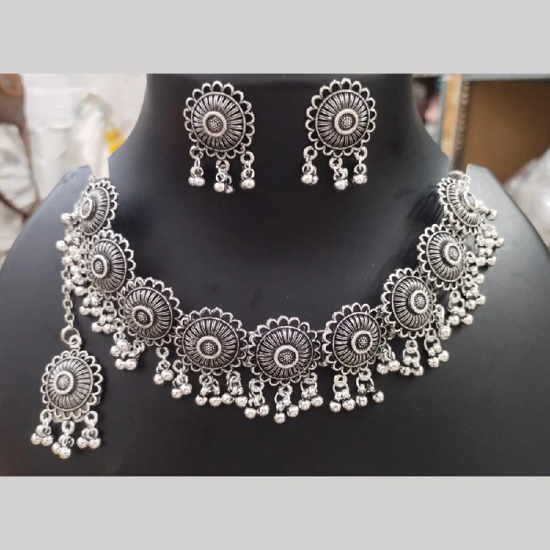 Custom Diamond Necklace-Manisha Jewellery Oxidised Plated Choker Necklace Set