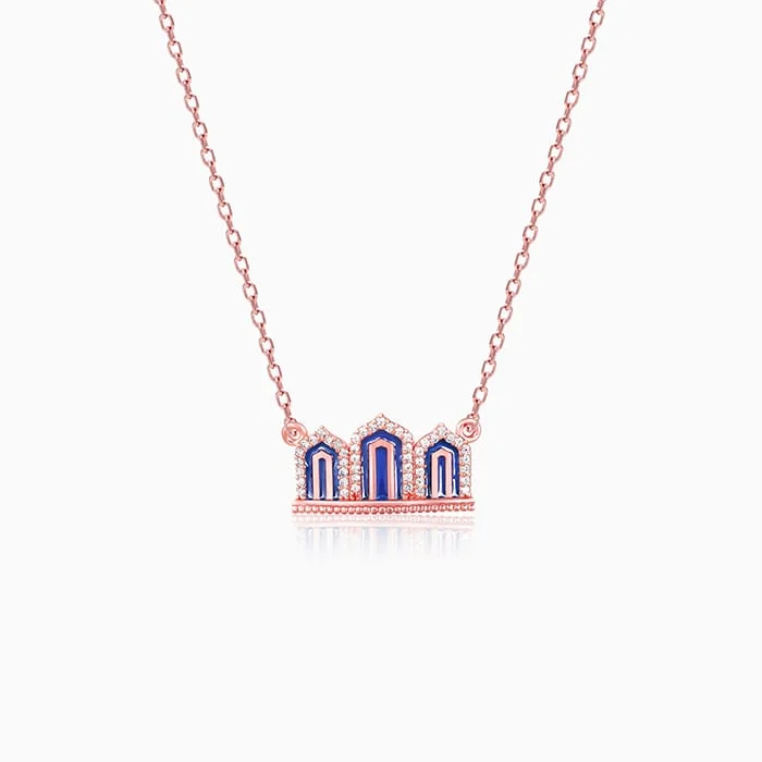 Custom Diamond Necklace-Rose Gold Gates to Taj Necklace