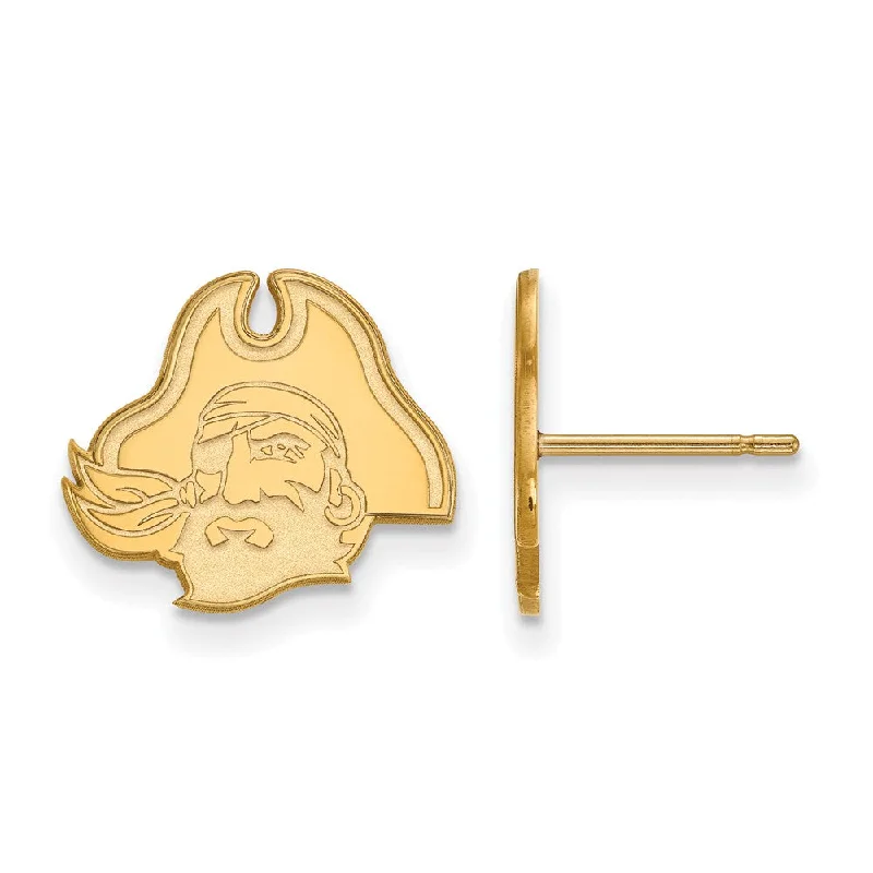 Fashionable Ear Cuffs-14k Yellow Gold East Carolina University Small Pirate Post Earrings