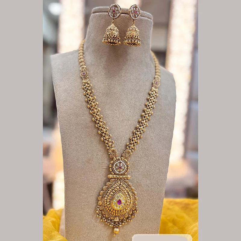 Bridal Wedding Necklace-Jewel Addiction Gold Plated Pota Stone Long Necklace Set