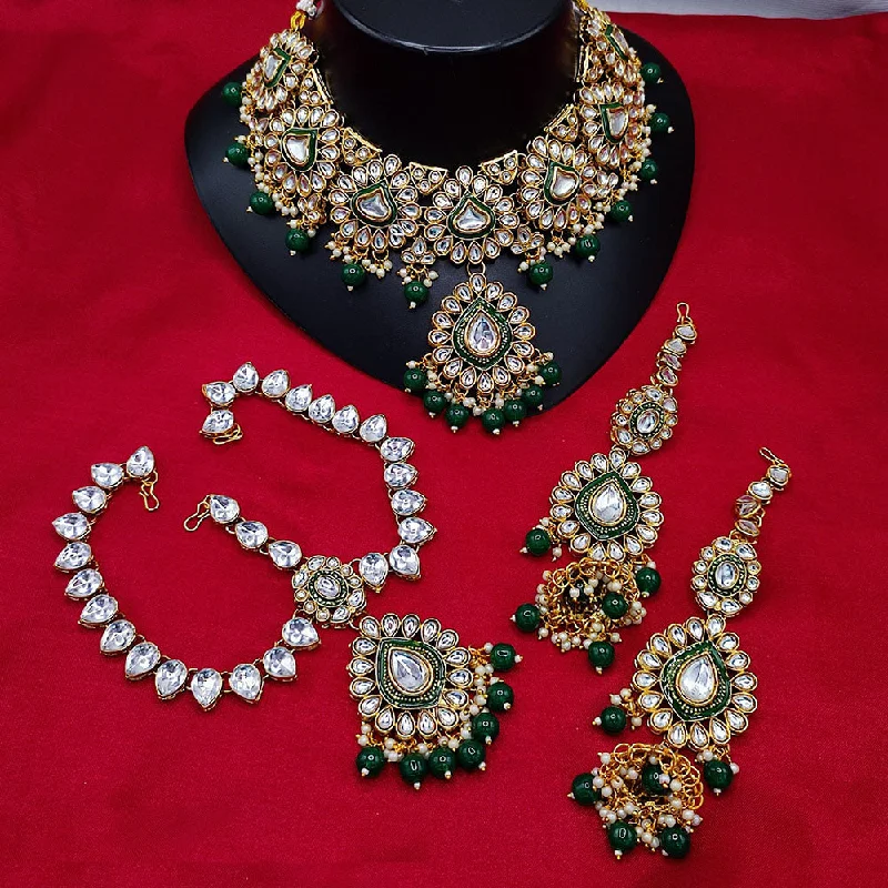 Lightweight Gold Necklace-Lucentarts Jewellery Gold Plated Kundan Stone And Pearls Choker Necklace Set