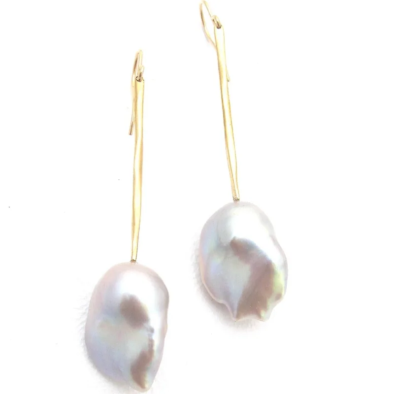 Pink Gold Earrings-Baroque Drop Earrings