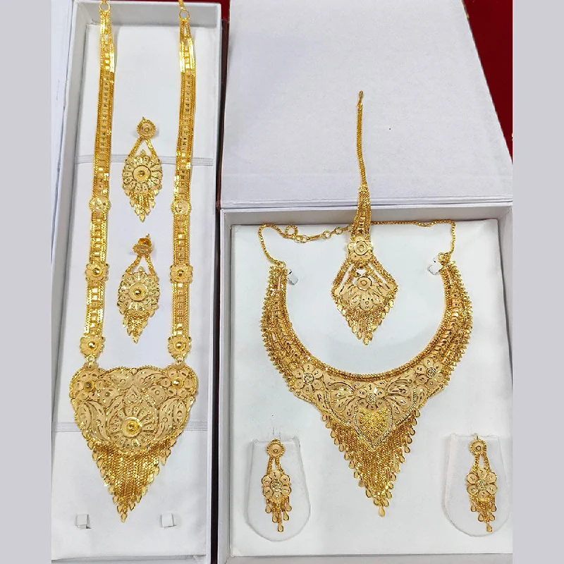 Crystal Pendant Necklace-Pari Art Jewellery Forming Double Necklace Set