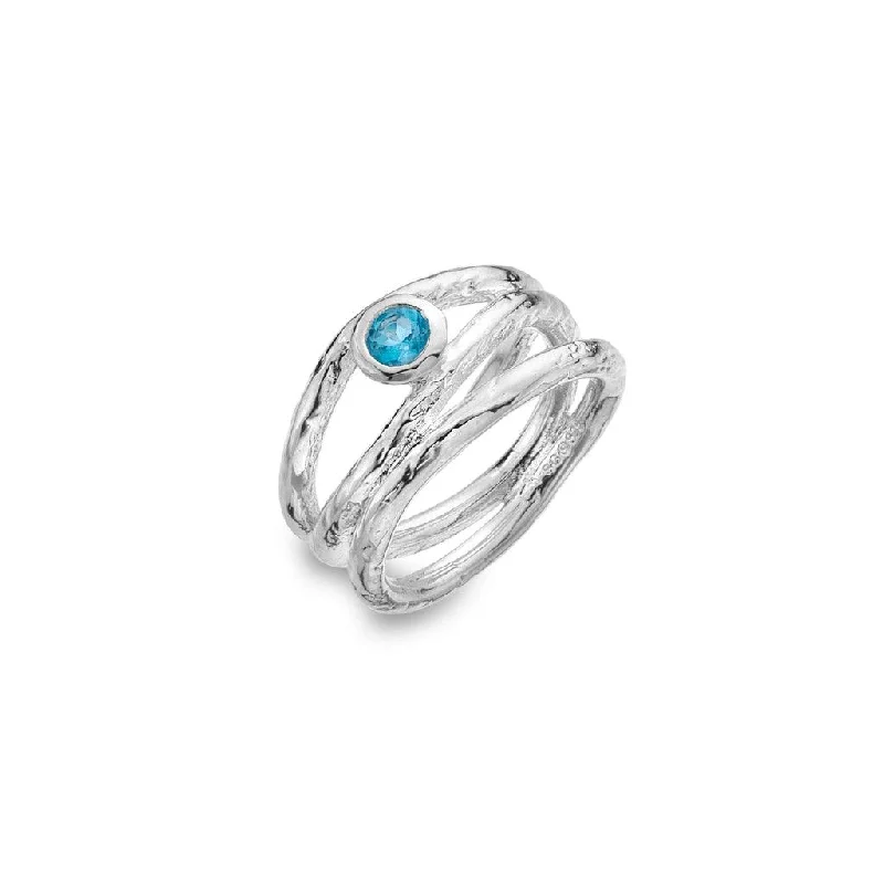 Statement Emerald Ring-Sea Gems Blue Tides Ripple Ring