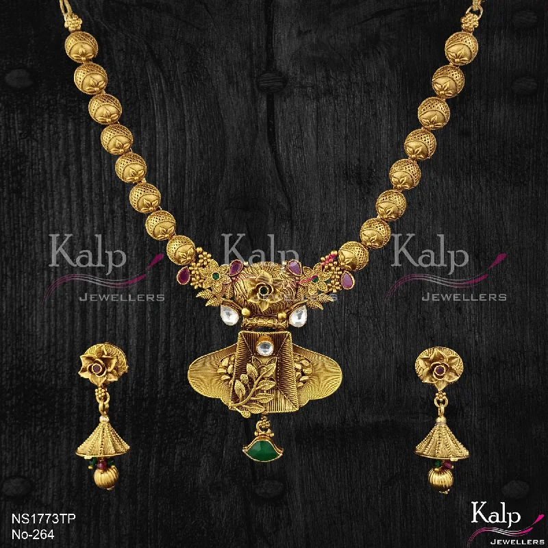 Fashionable Crystal Necklace-Kalp Jewellers Copper Gold Plated Necklace Set