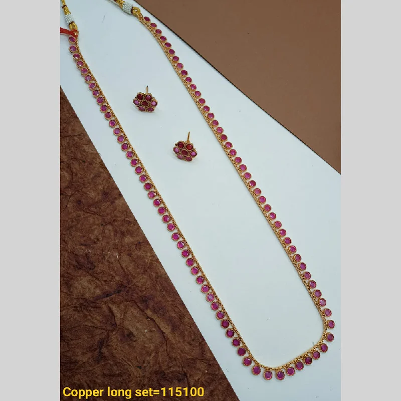 Elegant Diamond Necklace-Padmawati Bangles Copper Gold Pota Stone Long Necklace set