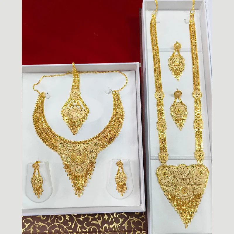 Simple Diamond Necklace-Pari Art Jewellery Forming Double Necklace Set