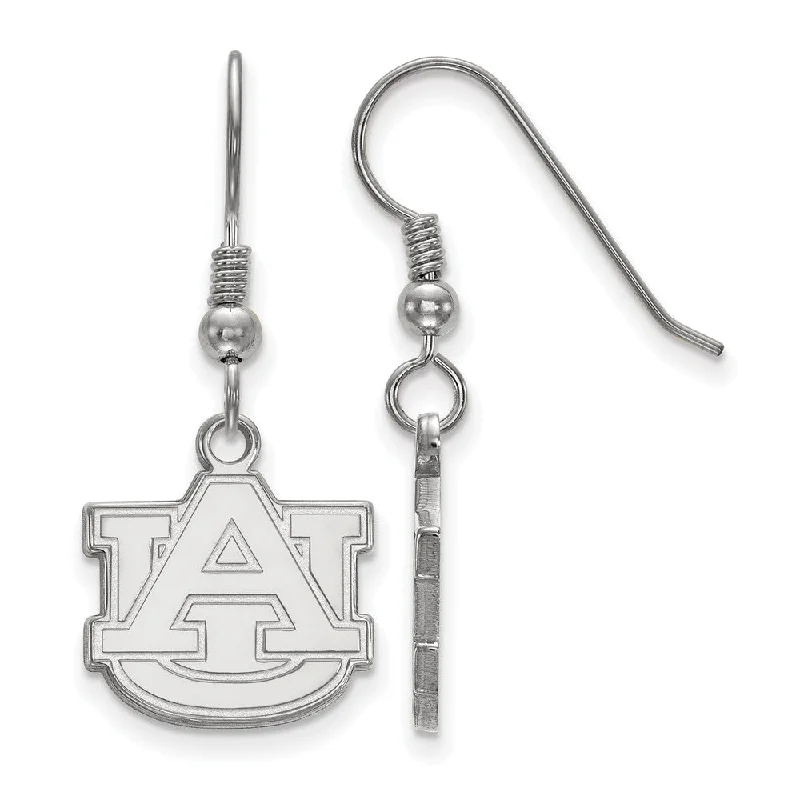 Delicate Diamond Earrings-Sterling Silver Auburn University Small 'AU' Dangle Earrings