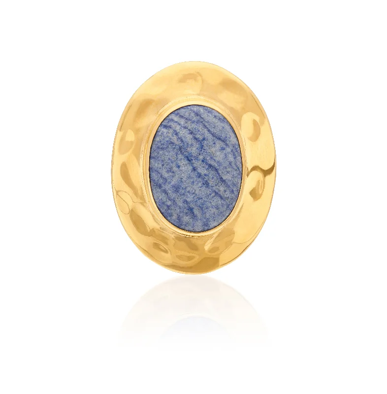 Simple Silver Ring-Anna Beck Gold Wavy Dumortierite Ring