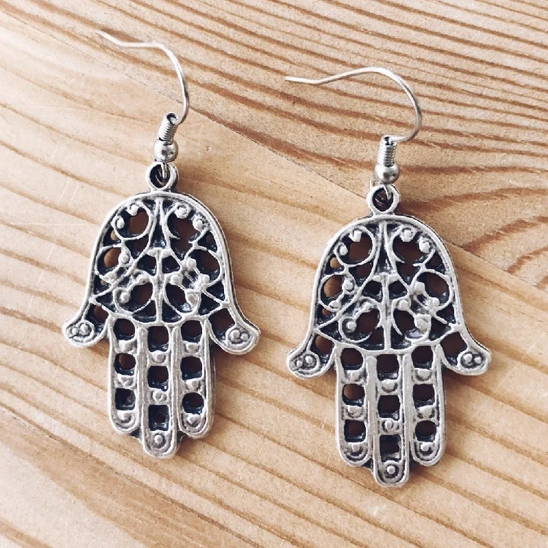 Handmade Gemstone Earrings-Anatolian Boho Earrings - "Hamsa"