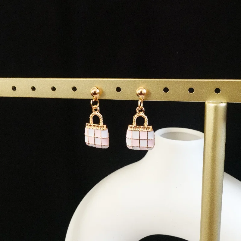 Layered Gemstone Earrings-Lock Drop Earrings