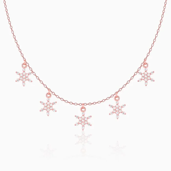 Stylish Pendant Necklace-Rose Gold Frost Charm Necklace