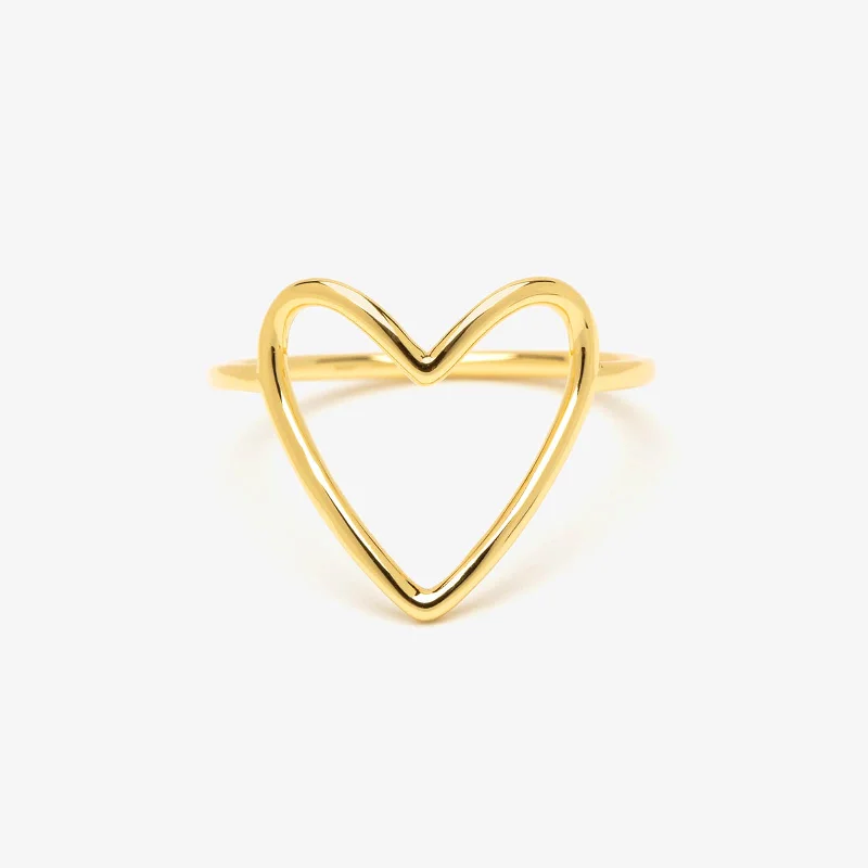 Elegant Gemstone Ring-Gold Statement Heart Ring